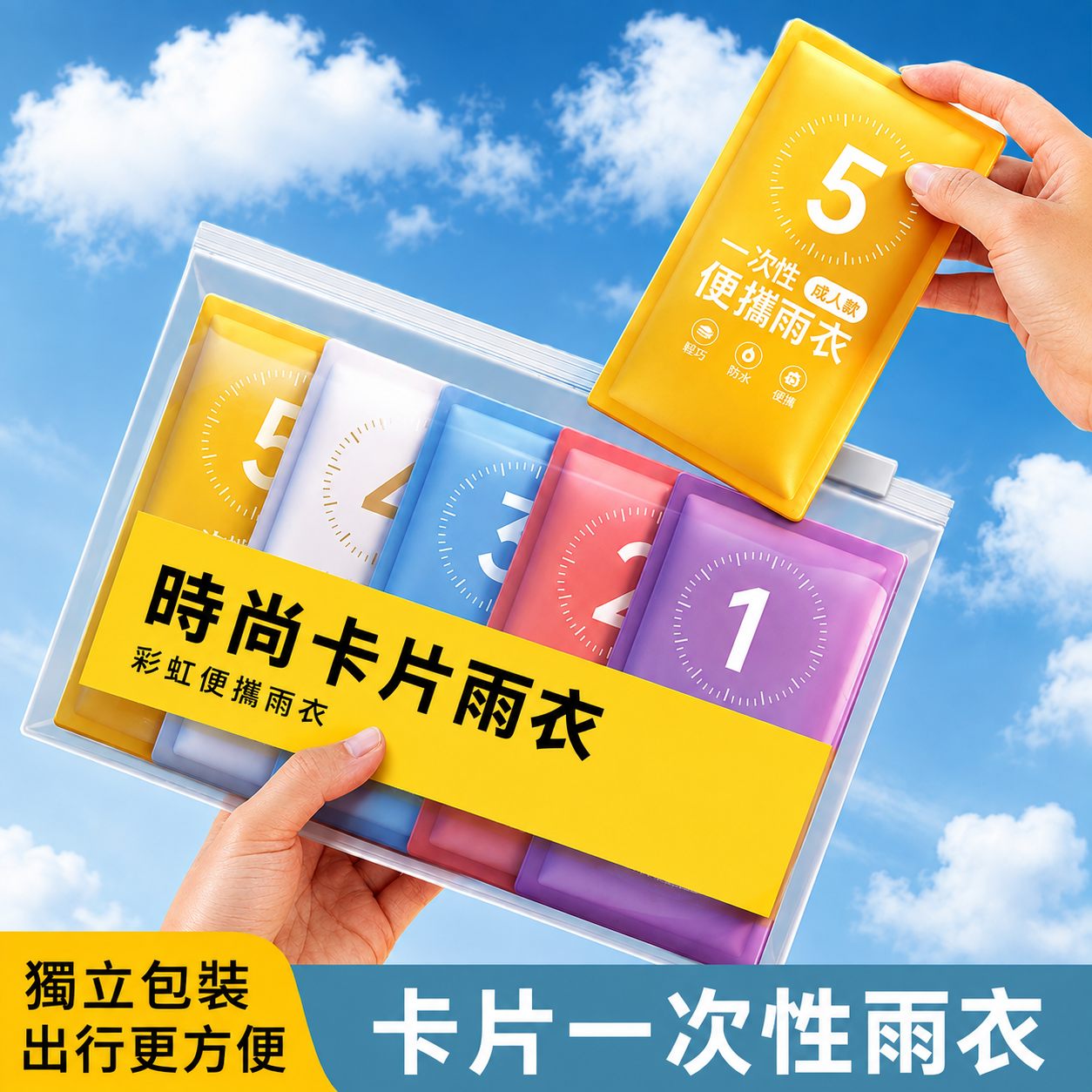 卡片式一次性便攜雨衣10入 成人加長加厚款隨身戶外旅行雨天備用