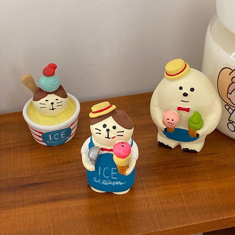 日式冰淇淋小店貓 治癒系可愛日式小擺件桌面裝飾品