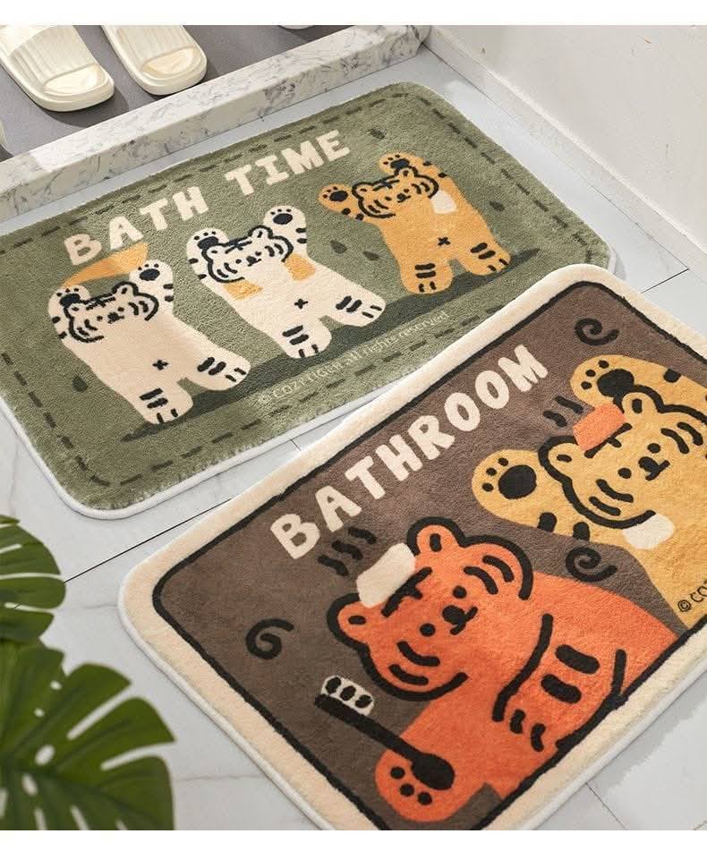 刷牙老虎系列吸水家用浴室地墊組