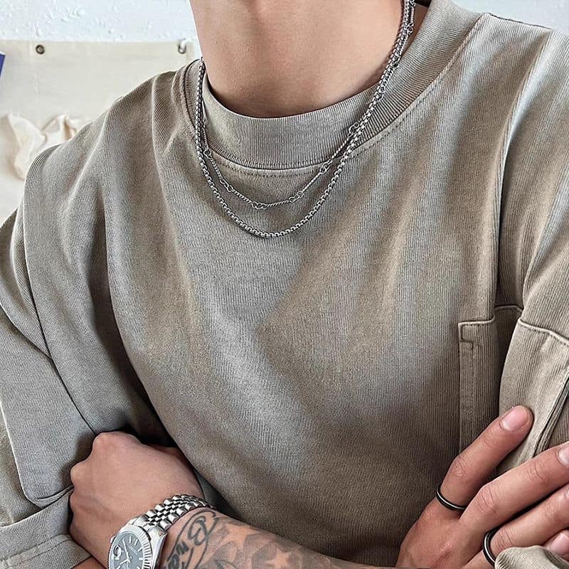 潮男必備雙層鈦鋼8字鏈項鍊