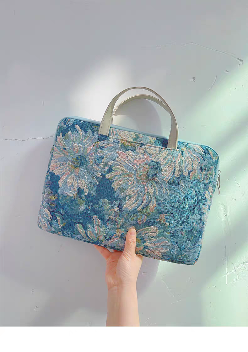 女華油畫風 刺繡多功能旅行電腦包