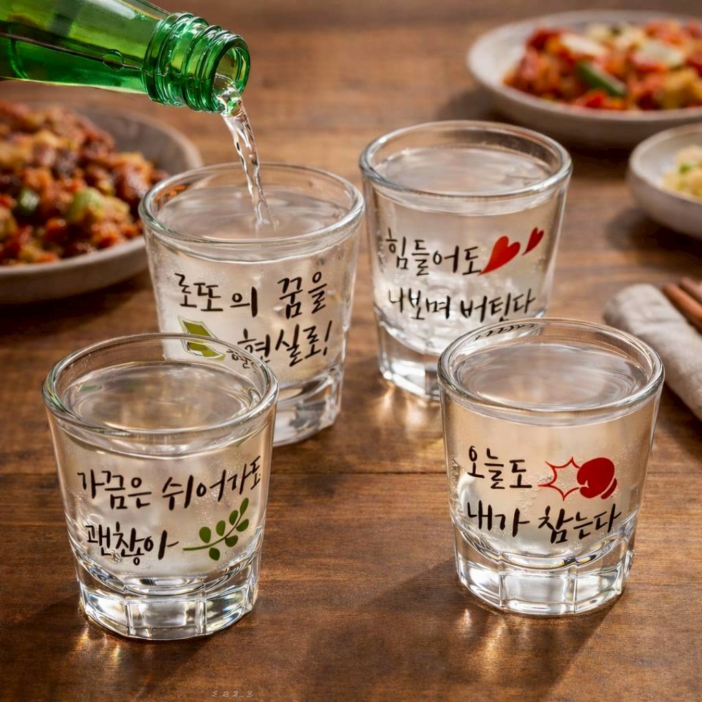 韓國韓文燒酒杯4入/組