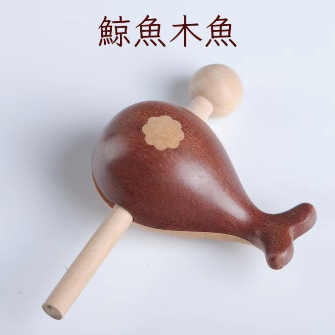可愛鯨魚小木魚 解壓實木敲擊擺件