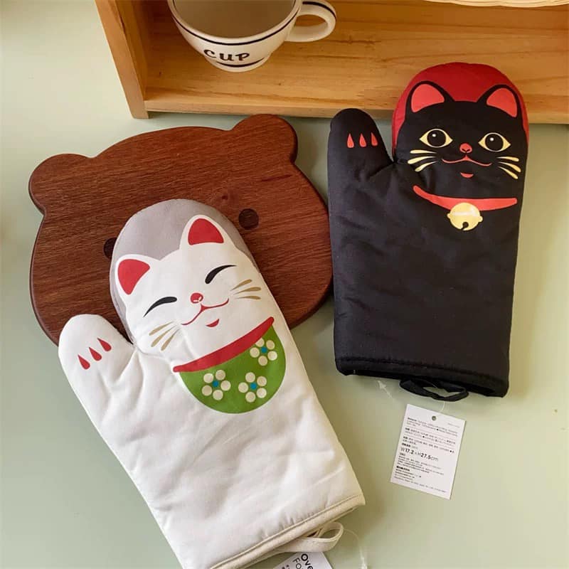 可愛招財貓隔熱手套