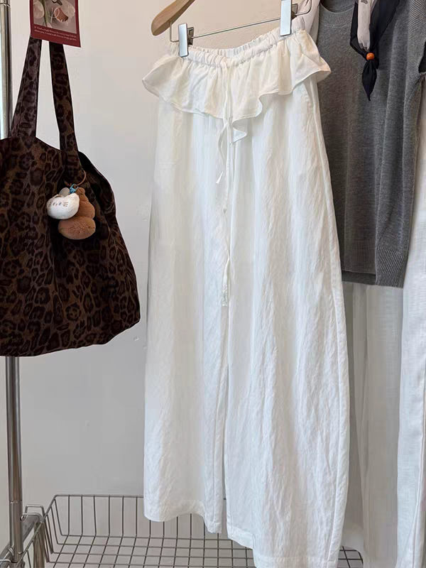 俏皮小裙擺抽繩寬鬆長褲