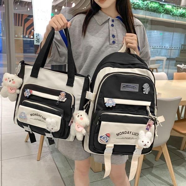 拼色系列 防潑水中小學生書包加補習袋