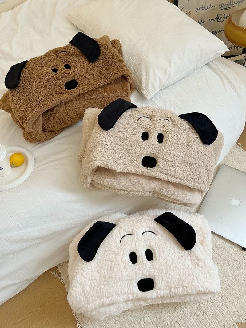 狗狗連帽可愛  溫暖披肩連帽斗篷毯子