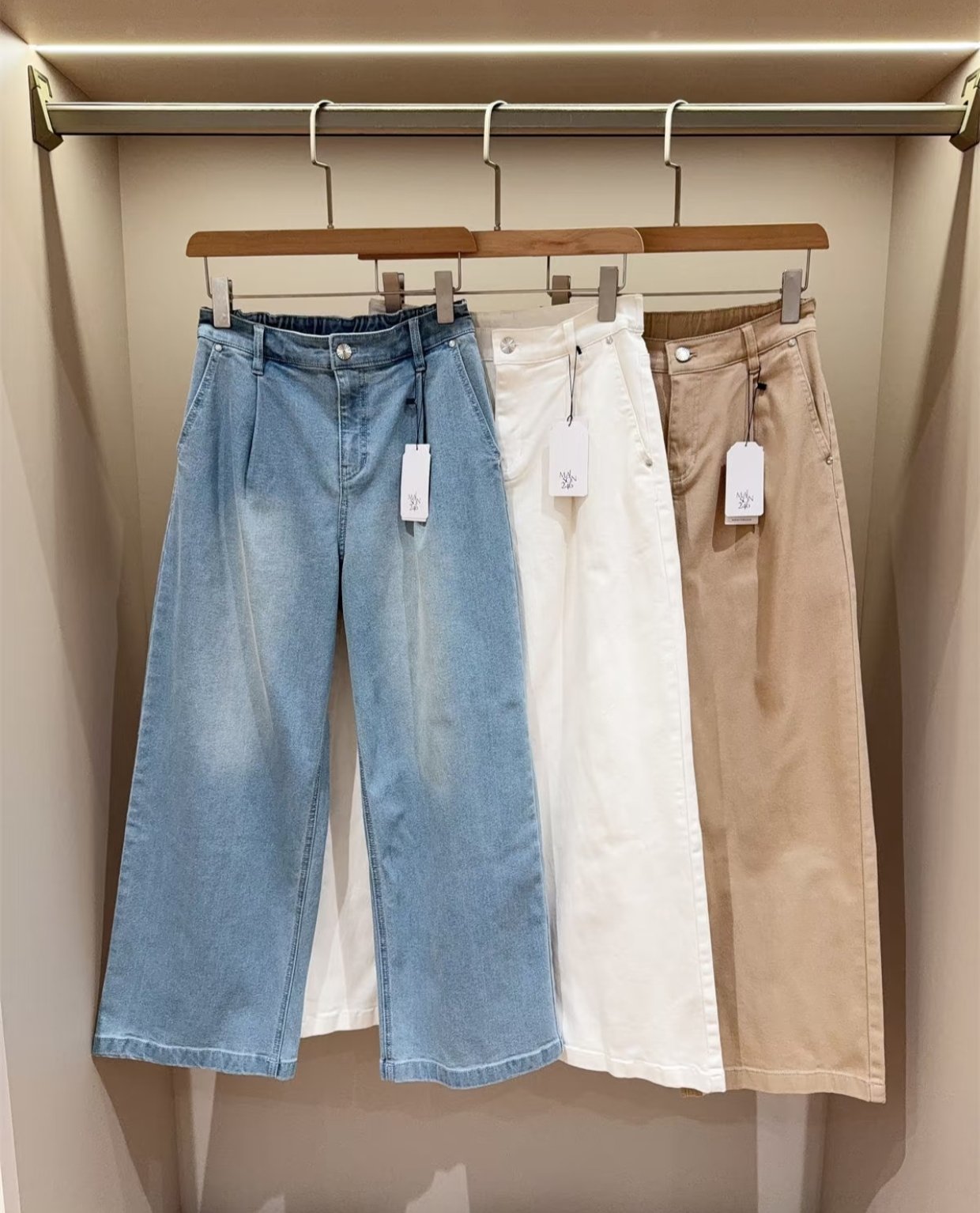 訂製韓單出口 萊卡棉四面彈高腰闊腿牛仔褲