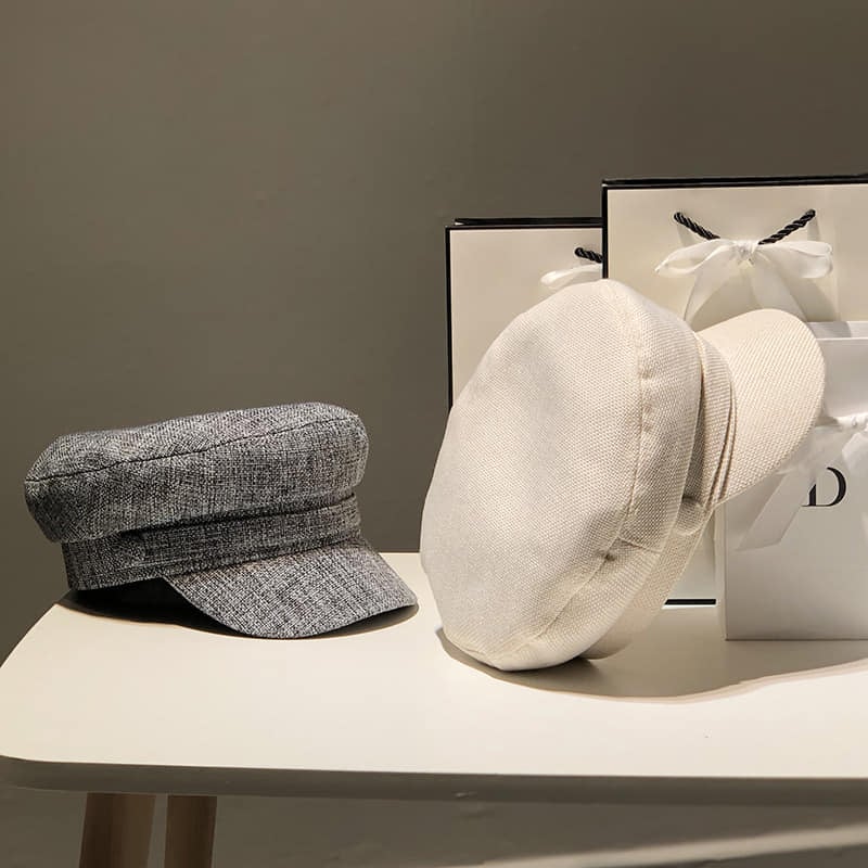 春秋棉麻平頂百搭海軍帽貝雷帽  現貨免運