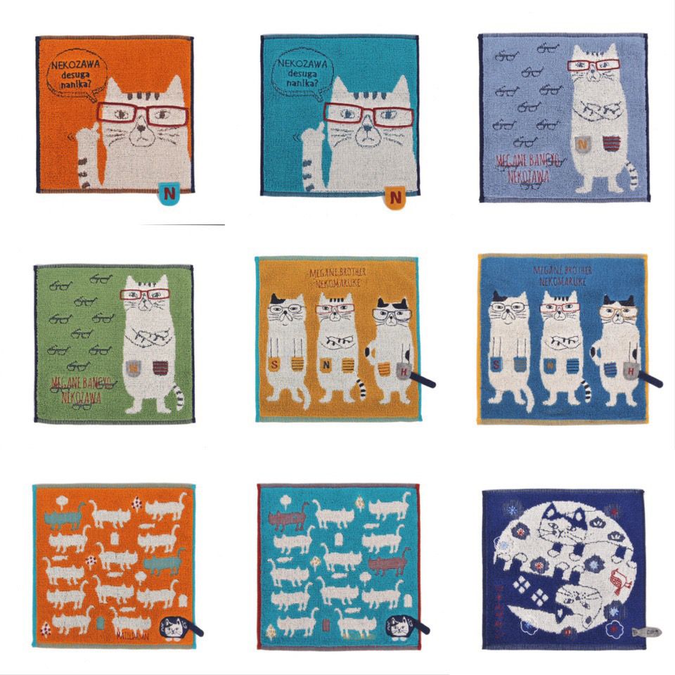 特價日系貓咪純棉小方巾