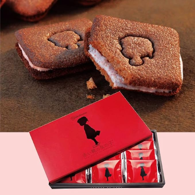 日本橫濱限定 赤い靴の女の子 草莓夾心貓舌餅禮盒12枚入