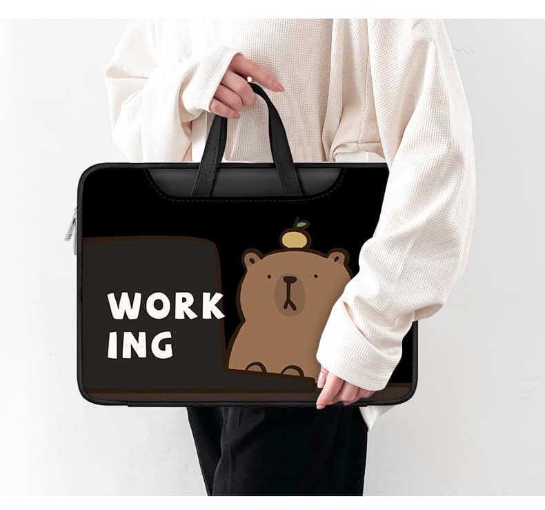 卡皮巴拉工作中 辦公室水豚黑色多功能旅行電腦包