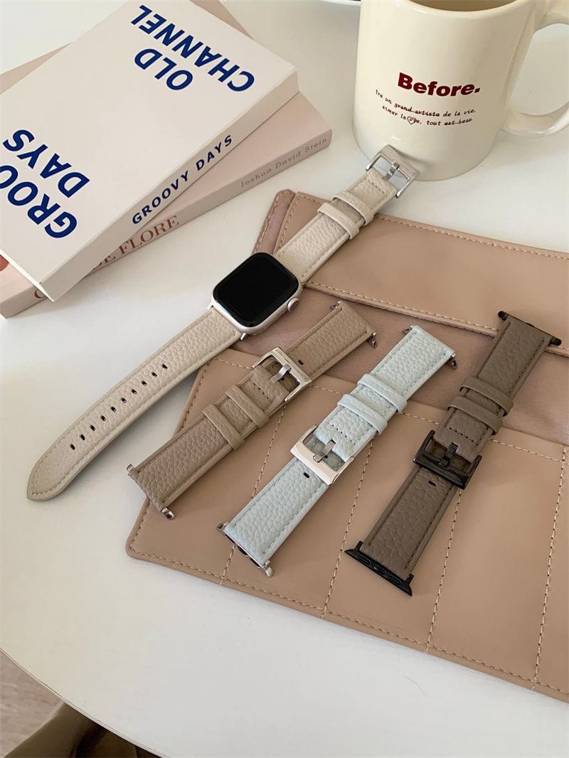 日常配戴 荔枝紋羊皮Apple watch 錶帶