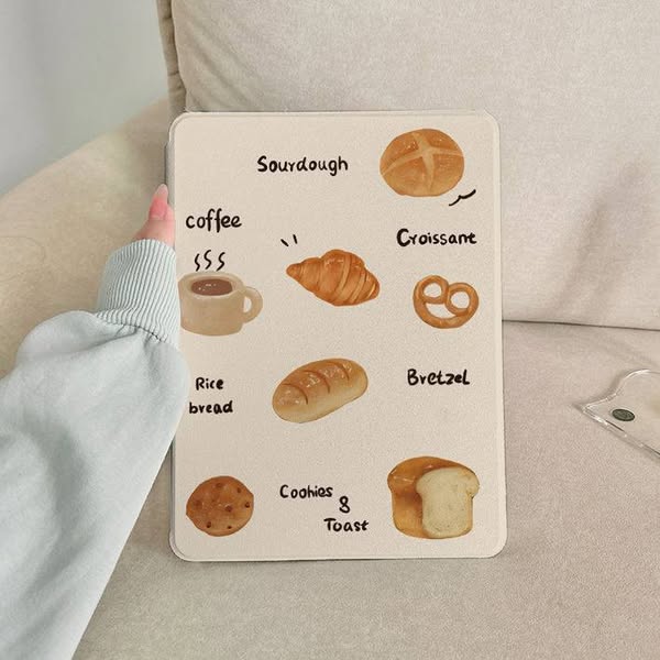 咖啡牛角麵包大集合 360°旋轉 iPad 保護套