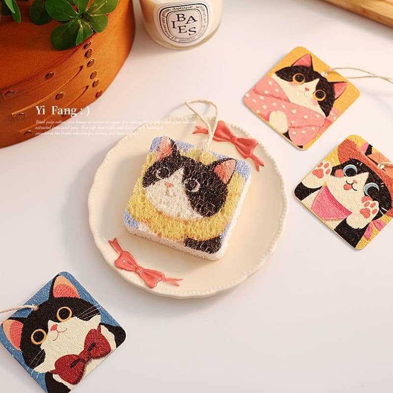 大頭貓 卡通大頭貓優質木漿棉洗碗海綿 299優惠免運組