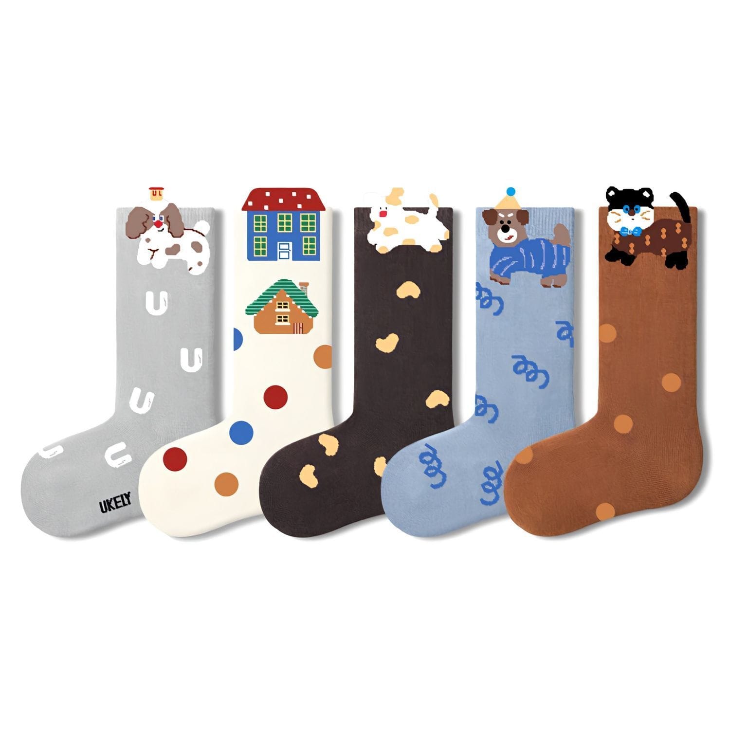 韓版兒童可愛茶壺中筒兒童襪 狗狗款