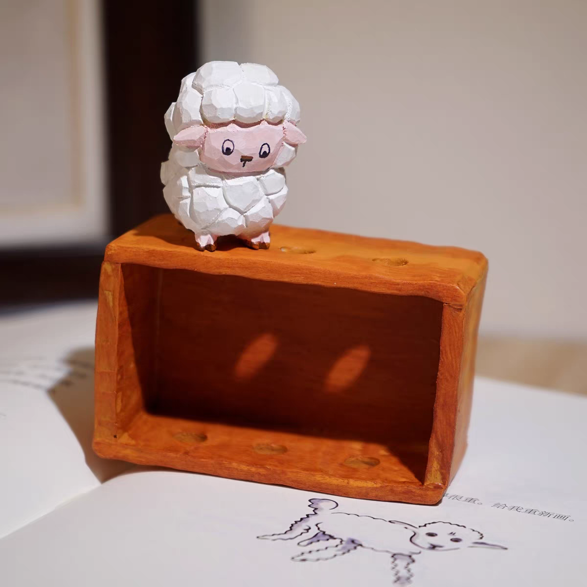 「請給我畫隻綿羊」手工木雕擺件 小王子經典箱中綿羊造型禮盒