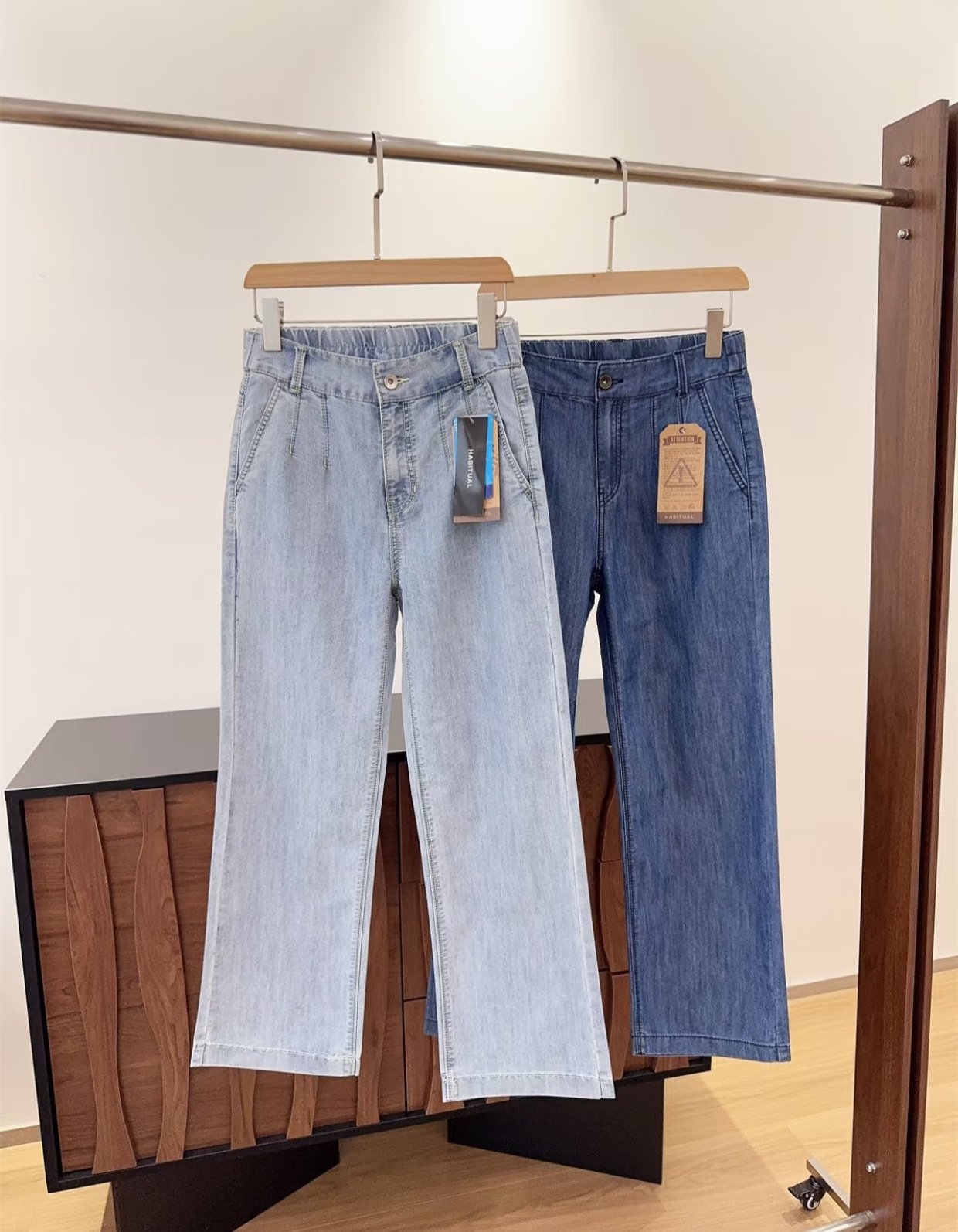 韓國訂單款超薄夏季闊腿牛仔褲