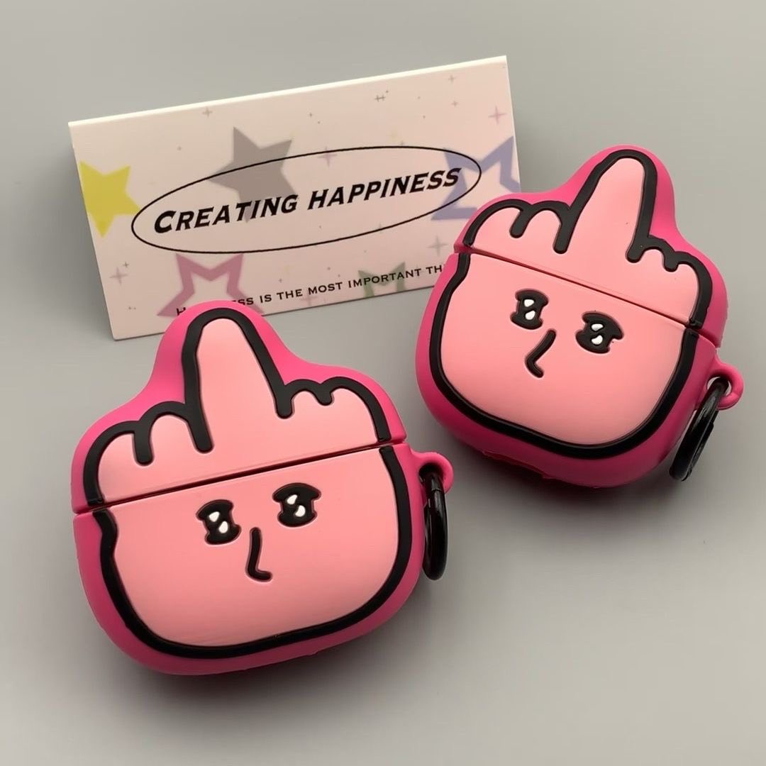 粉紅中指人 搞怪可愛AirPods耳機保護套