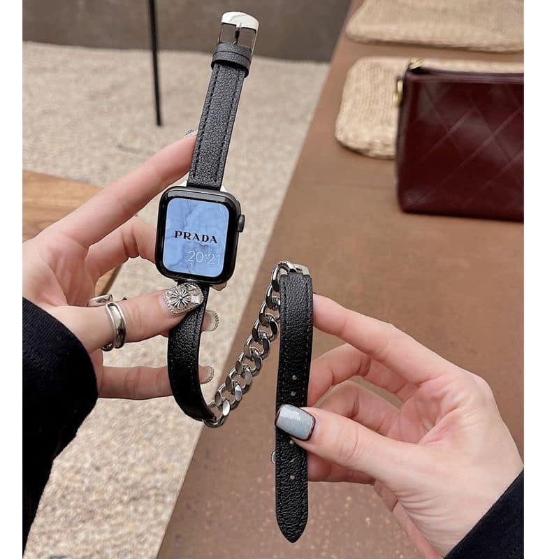 真皮拼接雙圈Apple watch錶帶