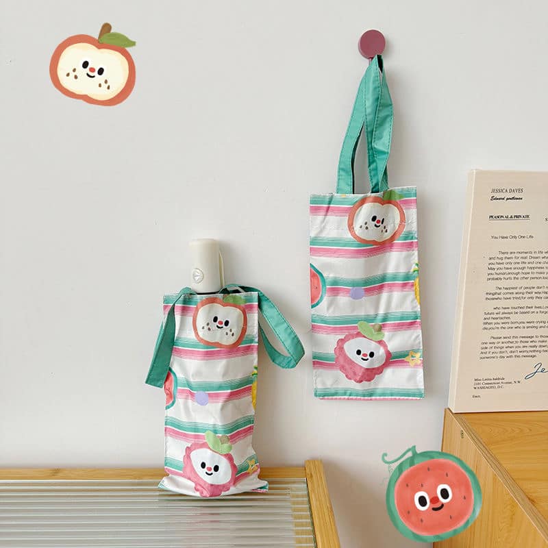 開心水果舖 可愛水果印花折疊晴雨兩用自動傘