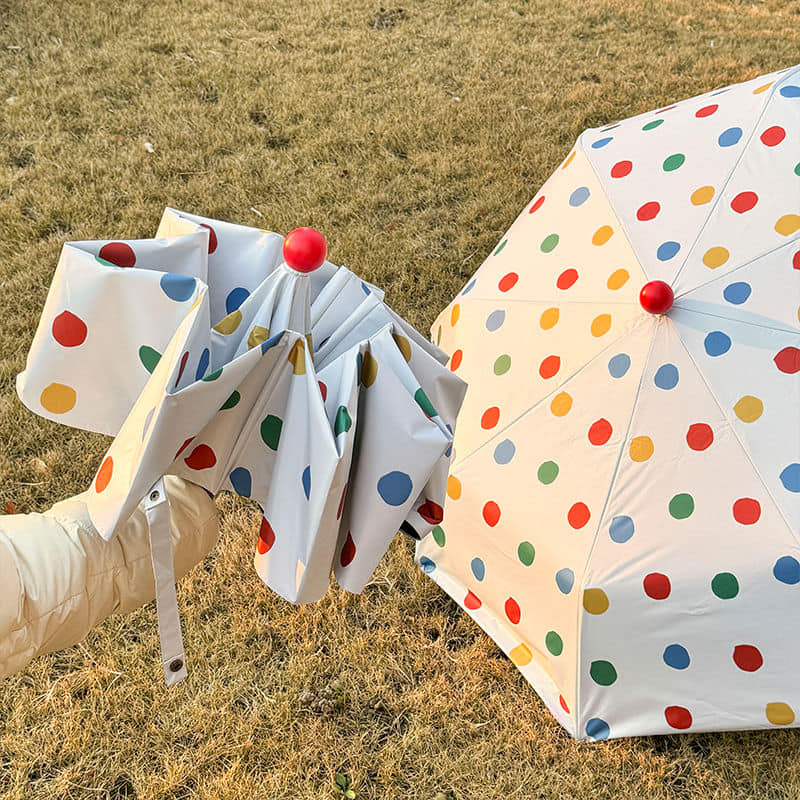 紅鼻子彩色圓點 折疊晴雨兩用自動雨傘