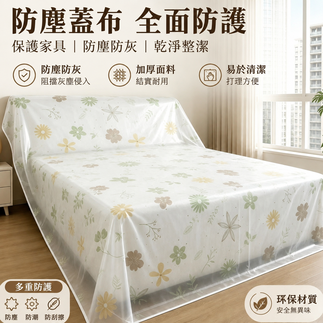 家用家具防塵罩｜PEVA防塵蓋布 沙發床鋪衣櫃遮蓋布 防灰塵防潮保護罩