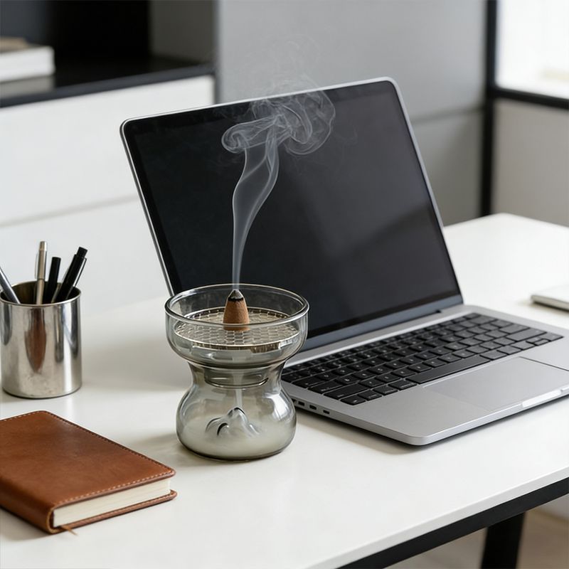 觀山倒流玻璃小香爐