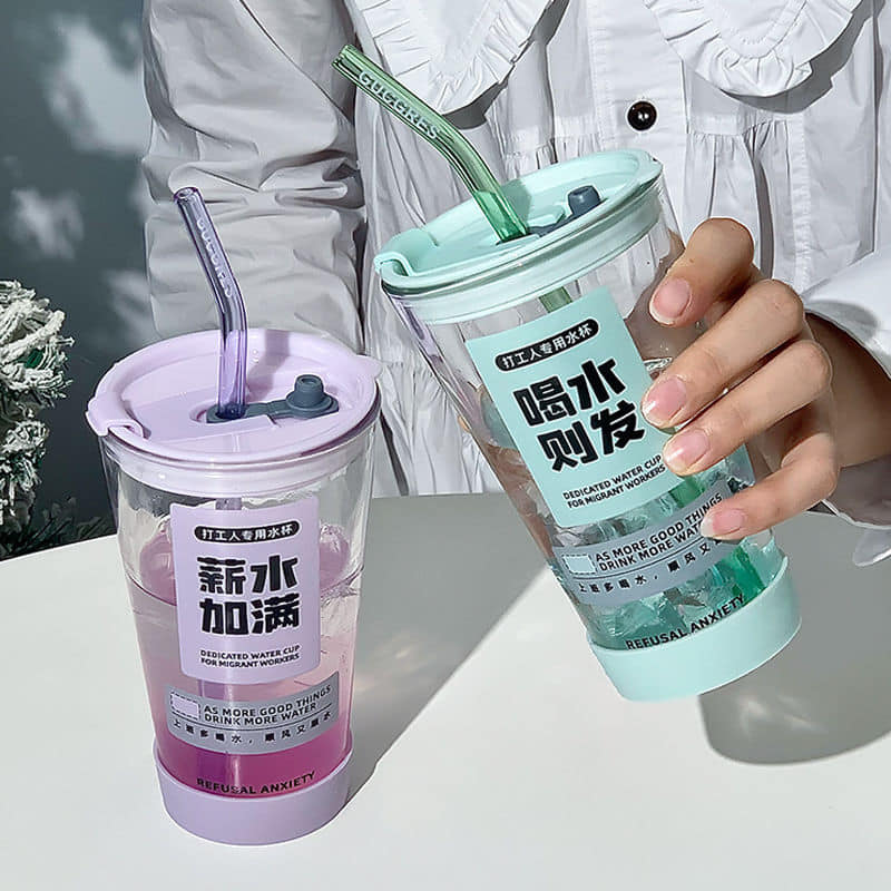 薪水加滿 創意文字1+1大容量水杯套組