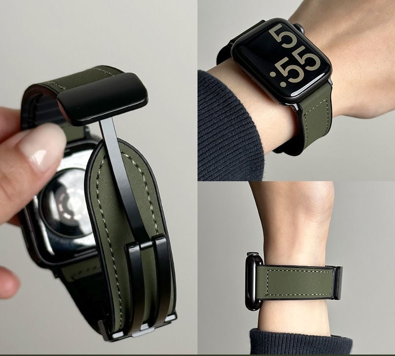 新色上市 Apple Watch全系列皮質磁吸錶帶