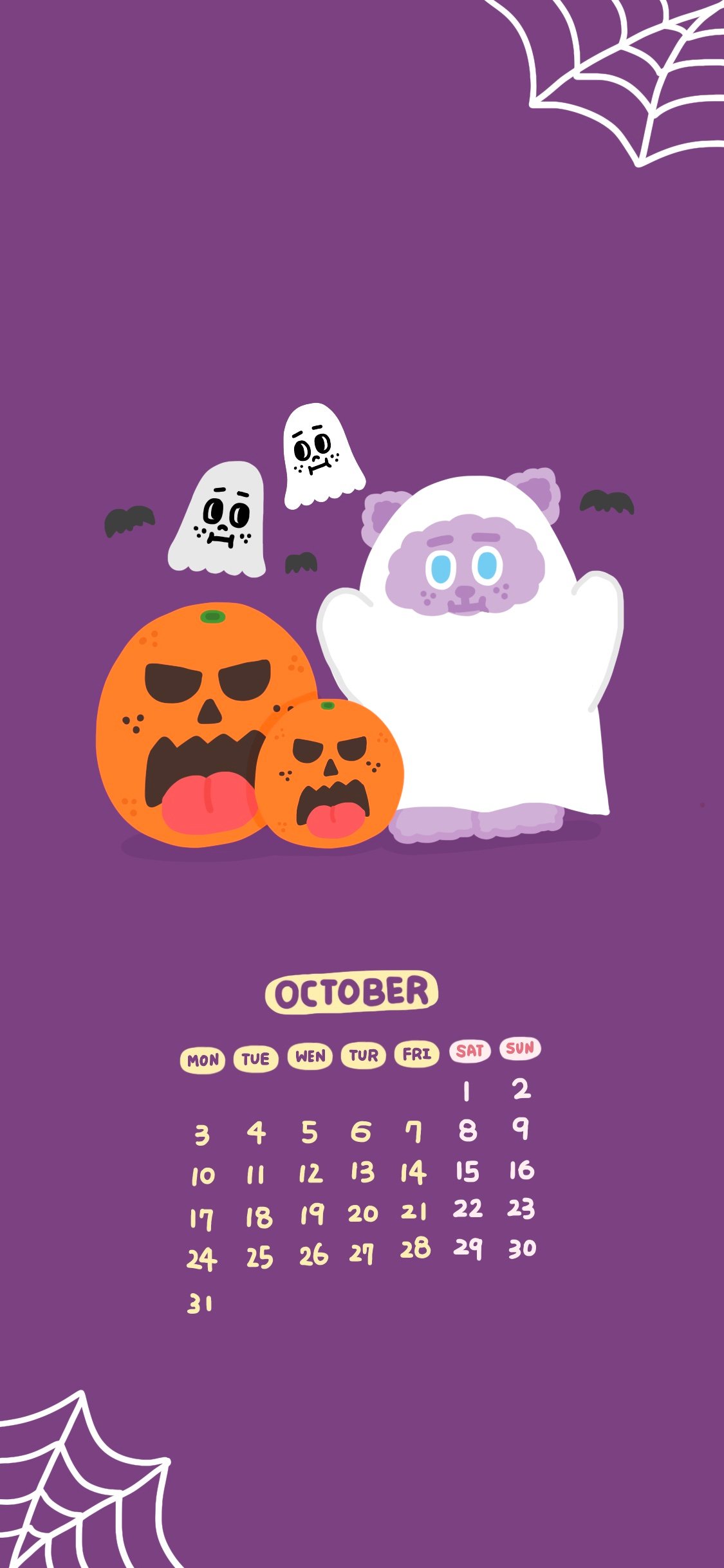 2022 /10月 手機桌布｜煎妮花的萬聖派對