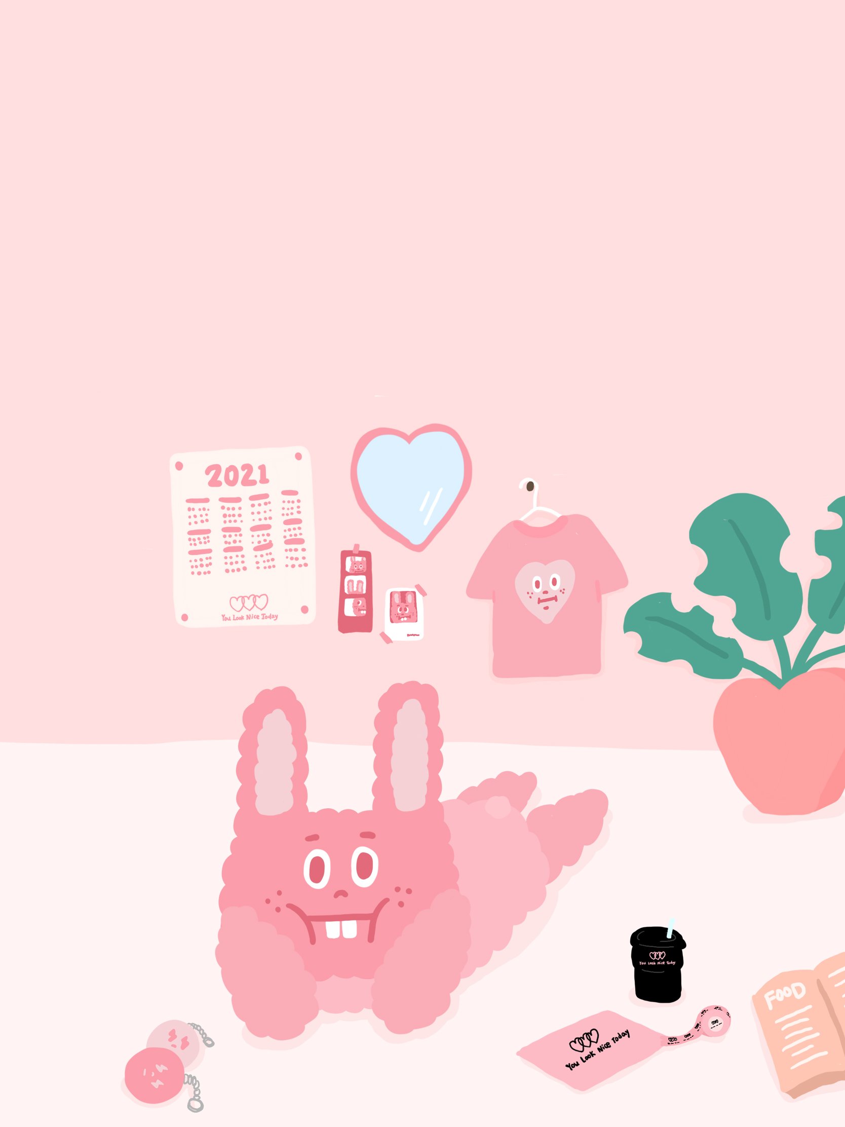 兔仔子的粉色小窩 ( iPad 桌布 )