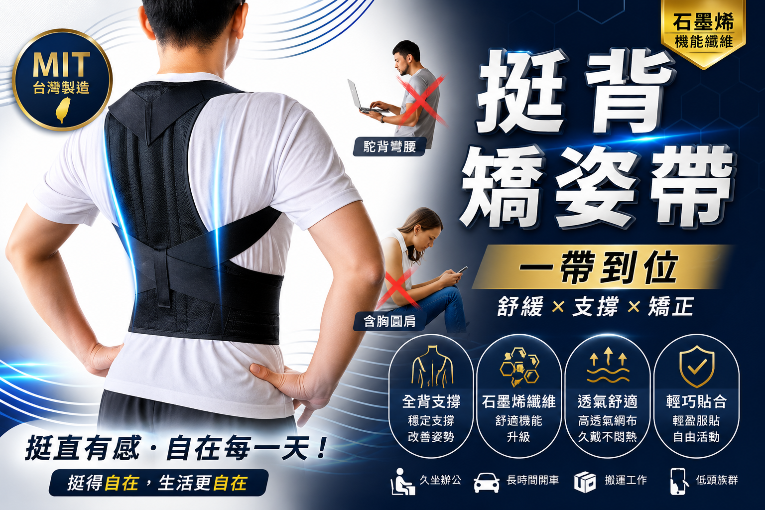 【挺自在】石墨烯機能支撐背帶