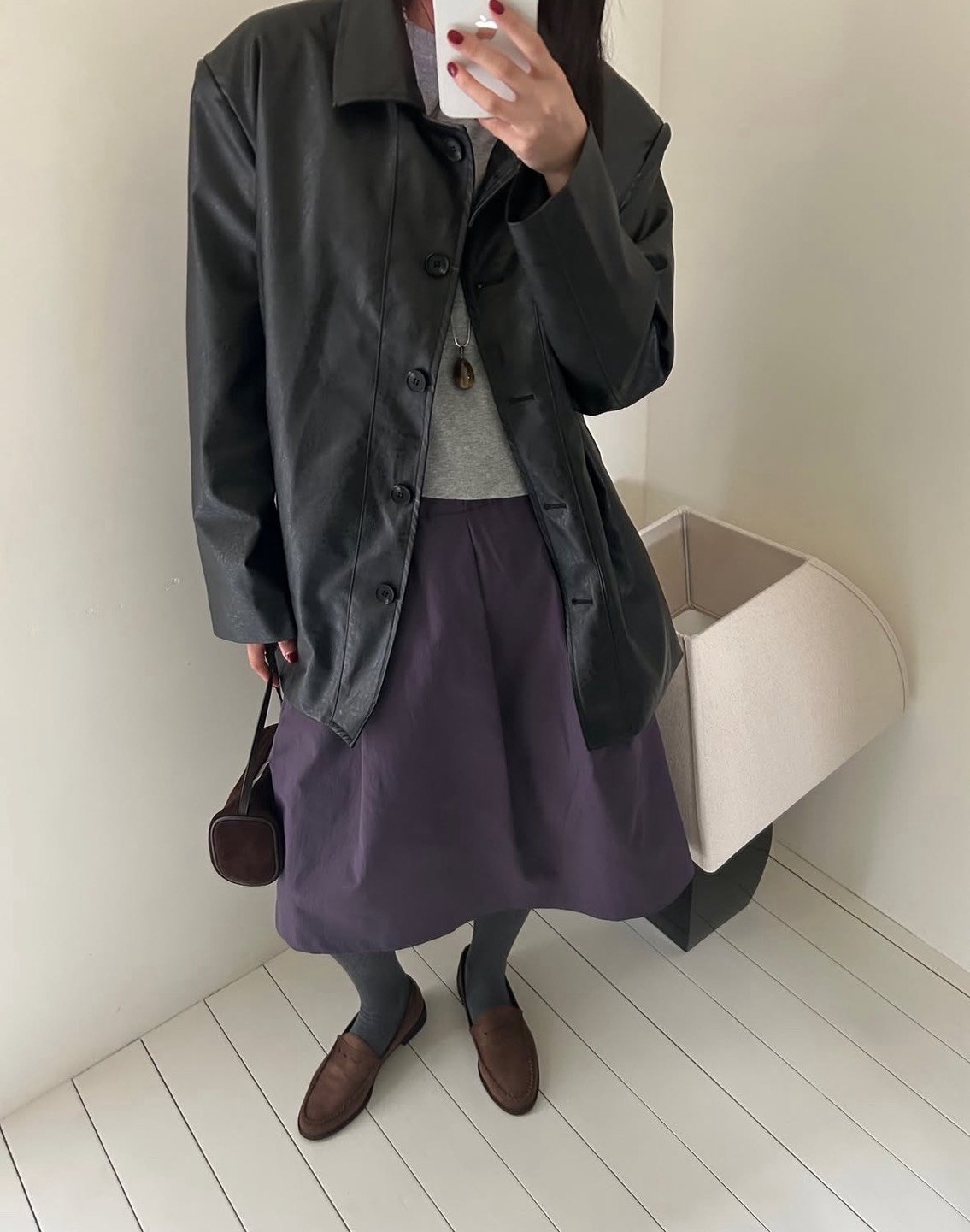 版型一級棒韓女排扣皮夾克外套 2colors