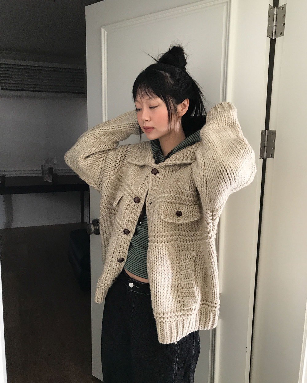 (現貨) 厚磅粗針織外套 2colors 男女適穿