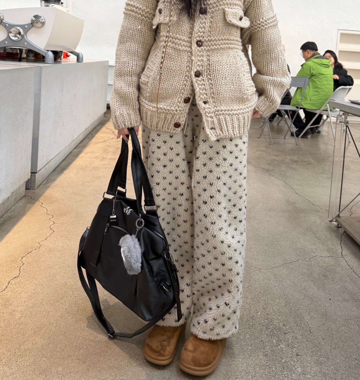 冬季限定 愛心波點羊羔毛寬褲