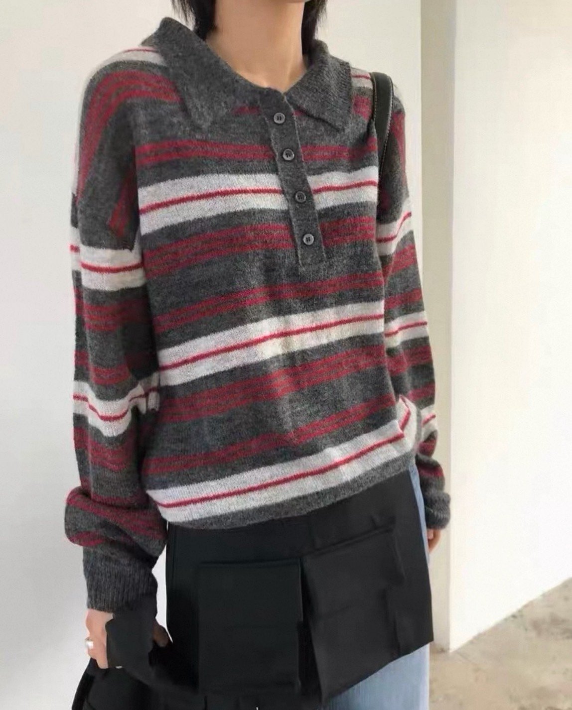 韓國經典撞色條紋針織 2colors