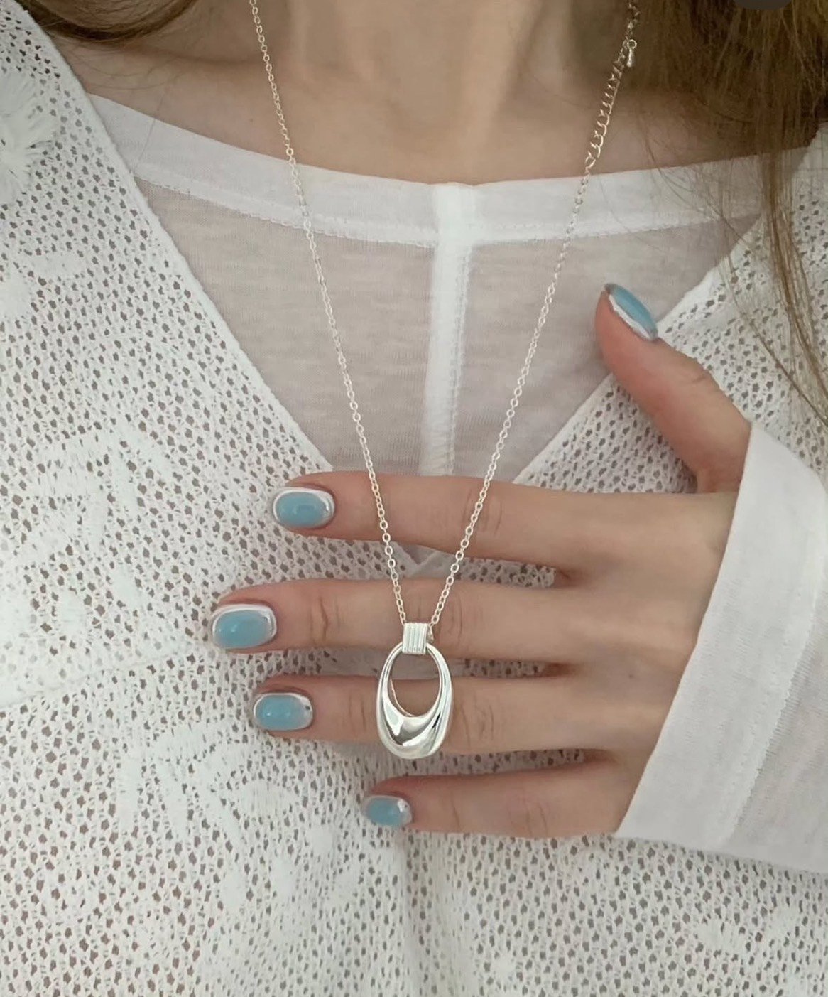 韓製設計款橢圓長項鍊