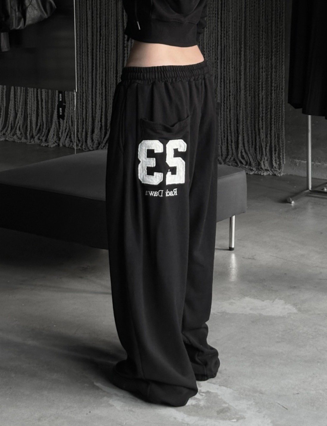 休閒拼接貼布落地棉褲 2colors