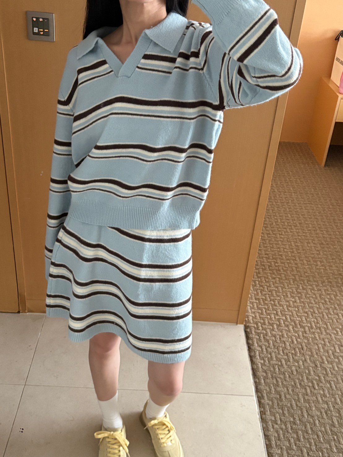 miu系撞色條紋針織套裝 2colors