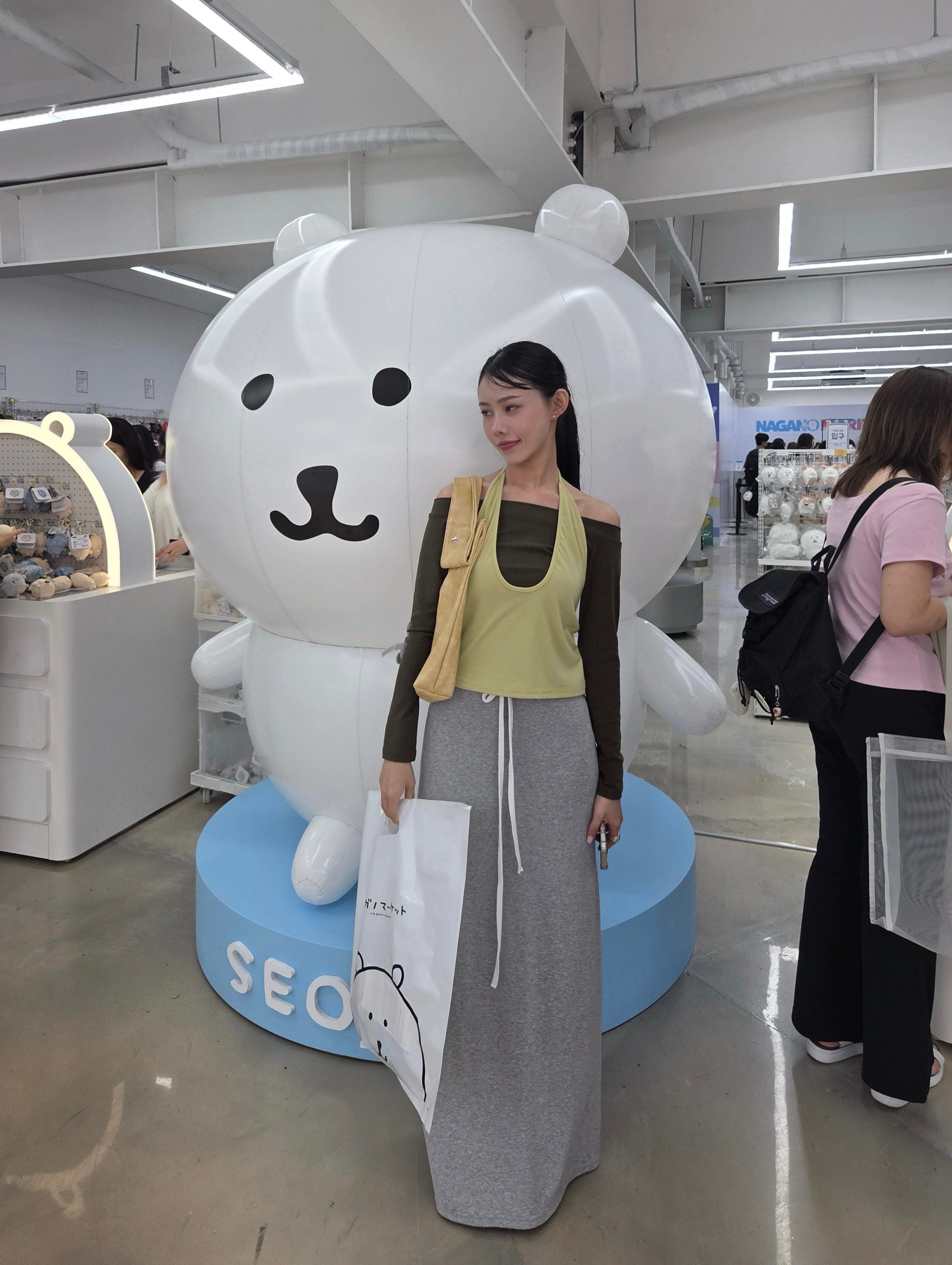 日系垂墜感一字落地長裙 2colors