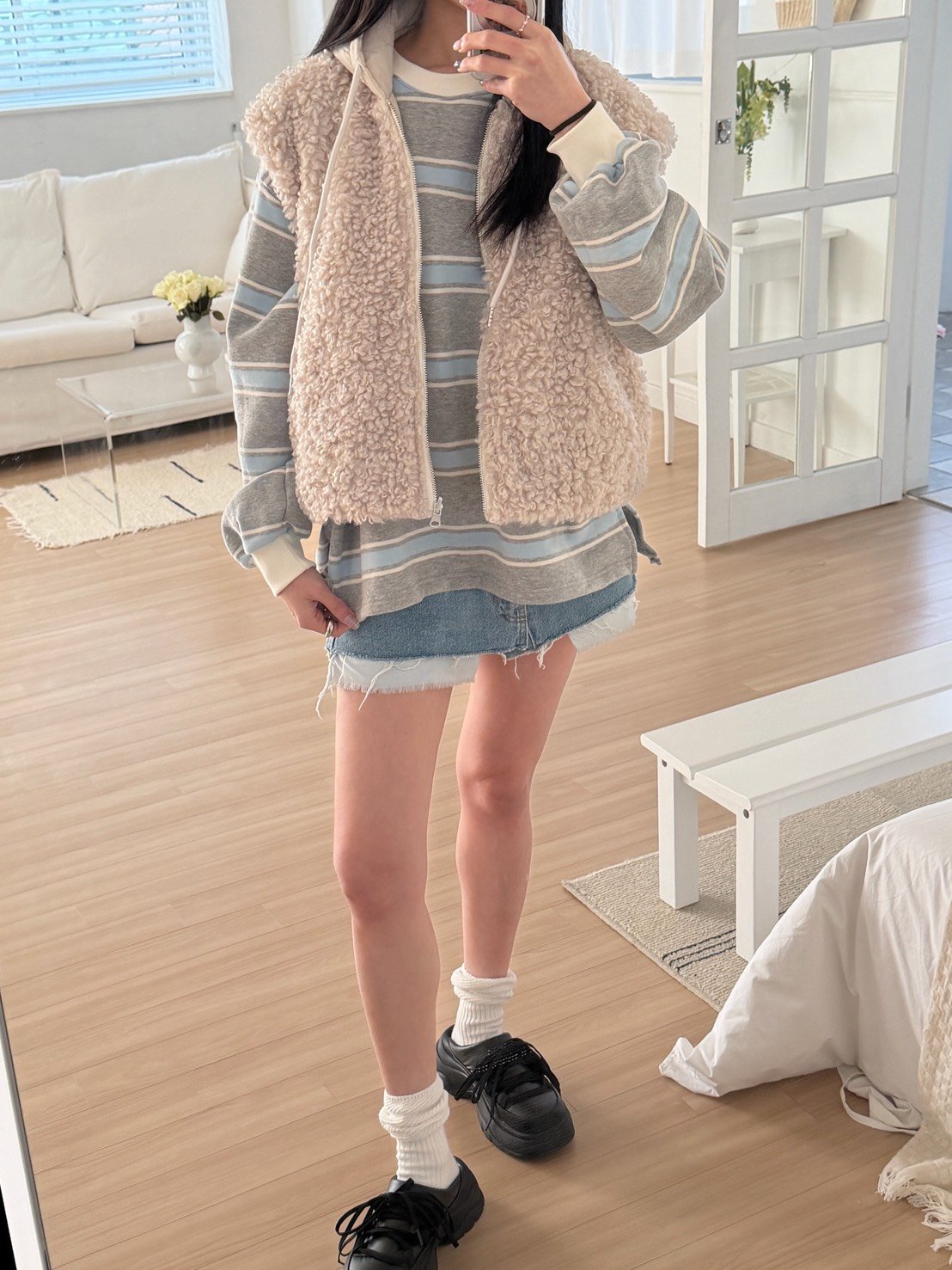 QQ毛正反兩穿連帽背心 2colors