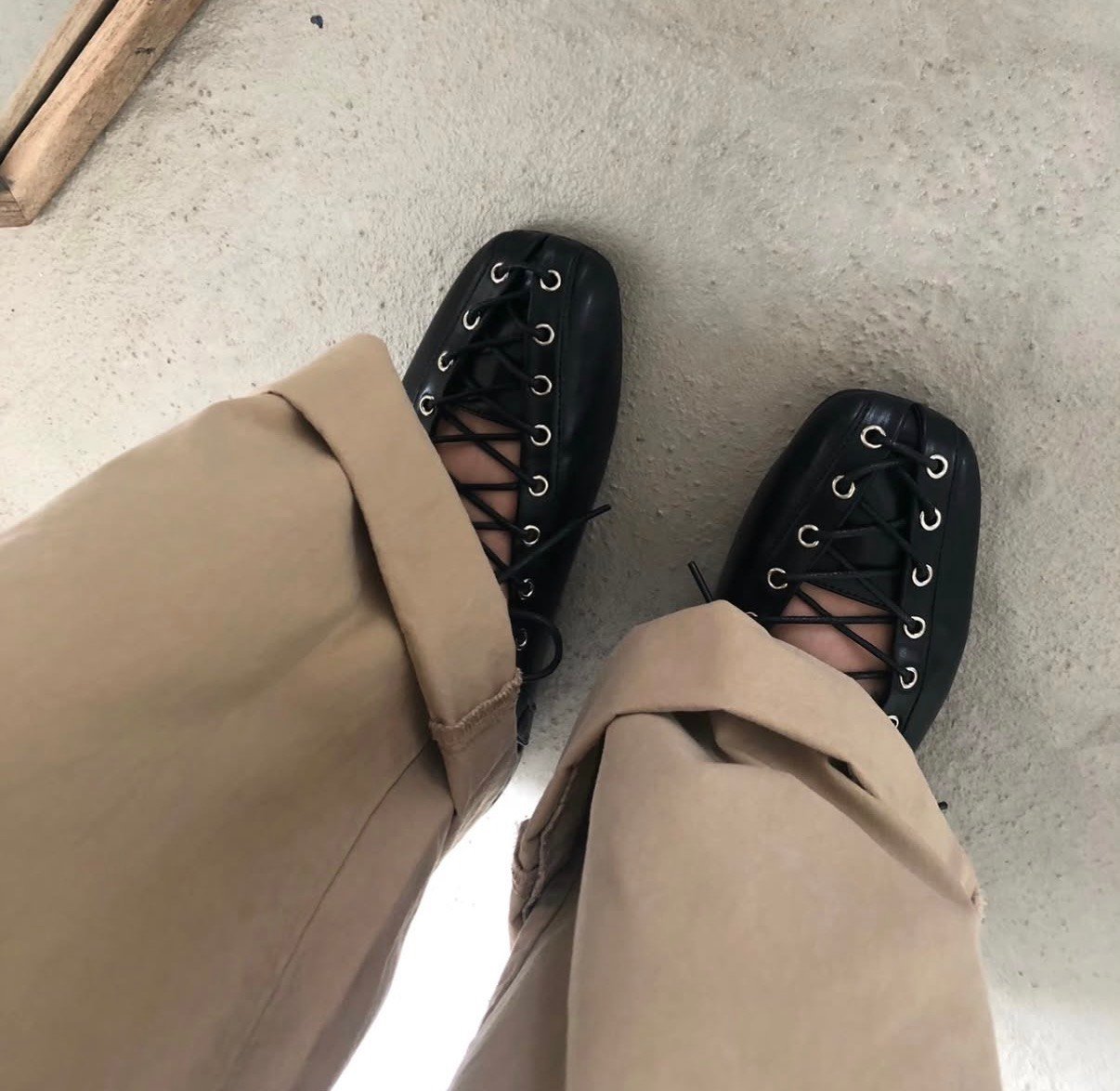 小眾設計感黑曜綁帶芭蕾舞鞋 2colors