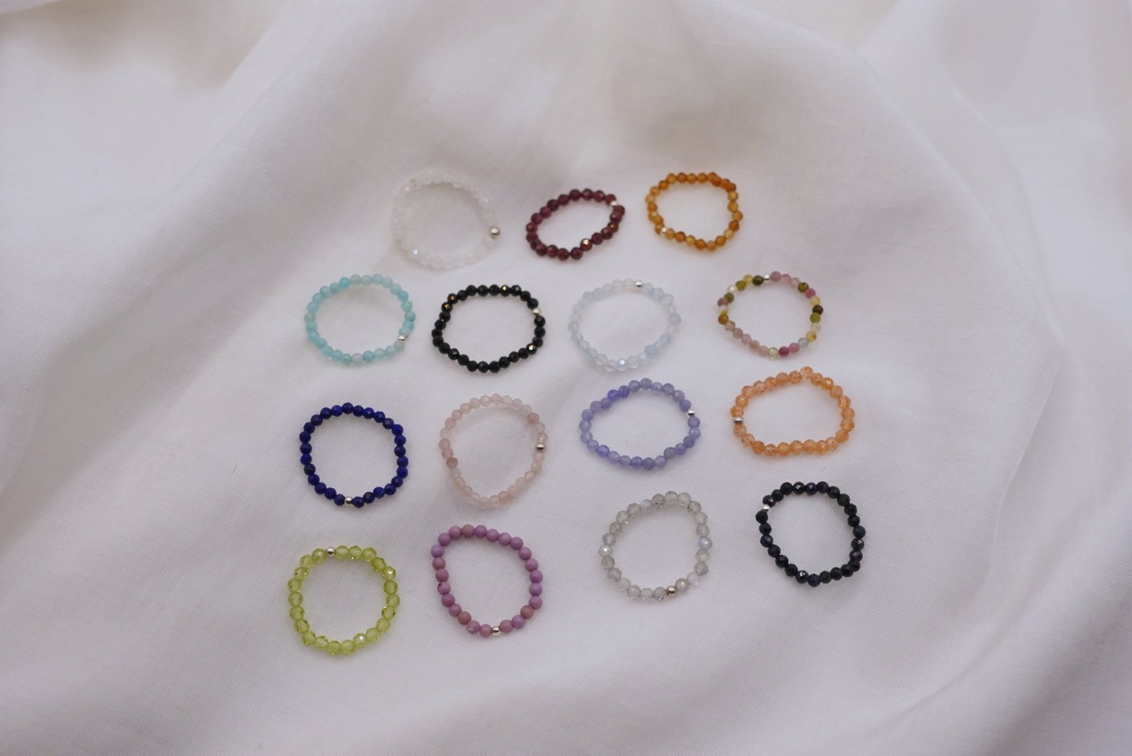 天然石彈性珠戒