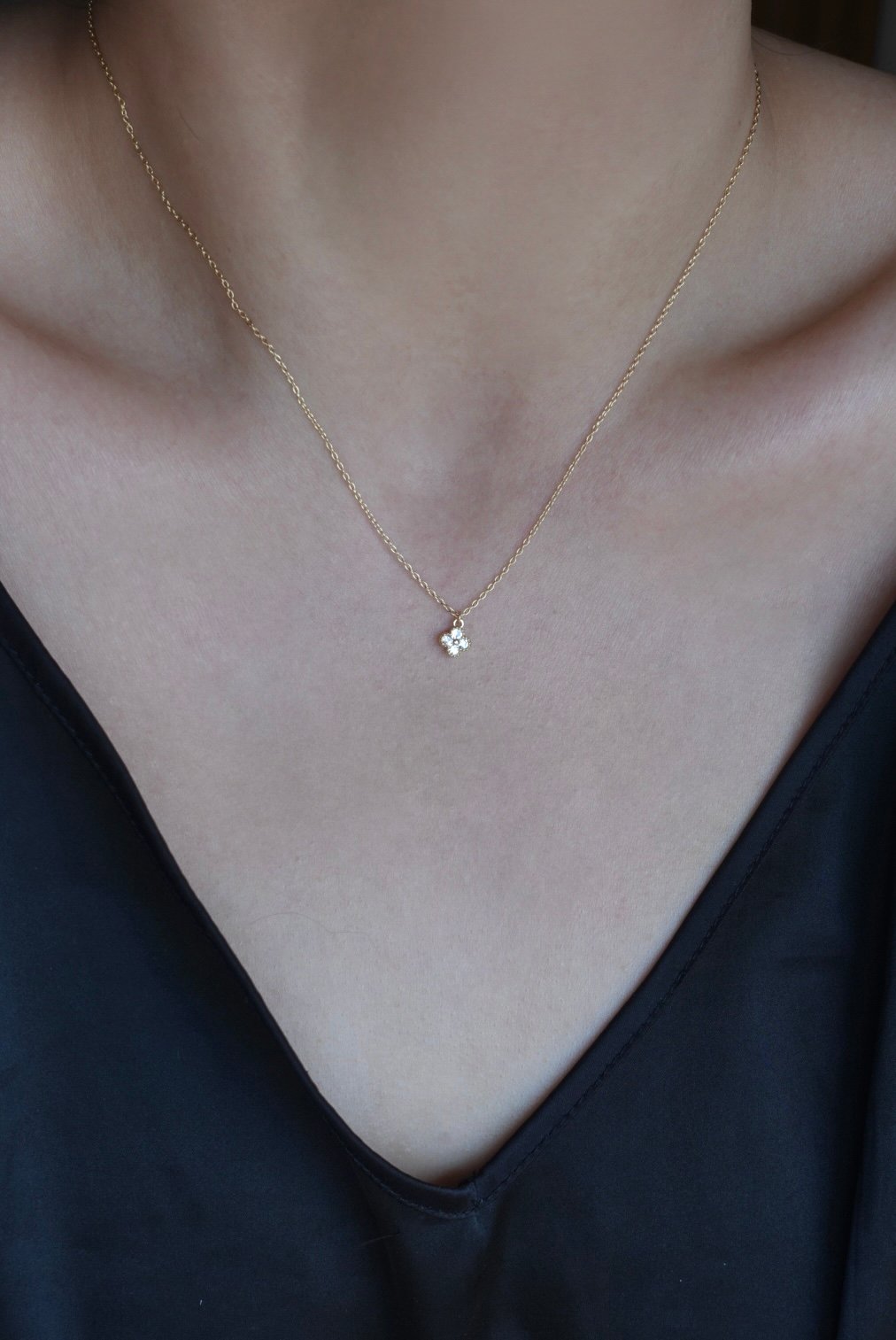 四葉小花項鍊 14KGF