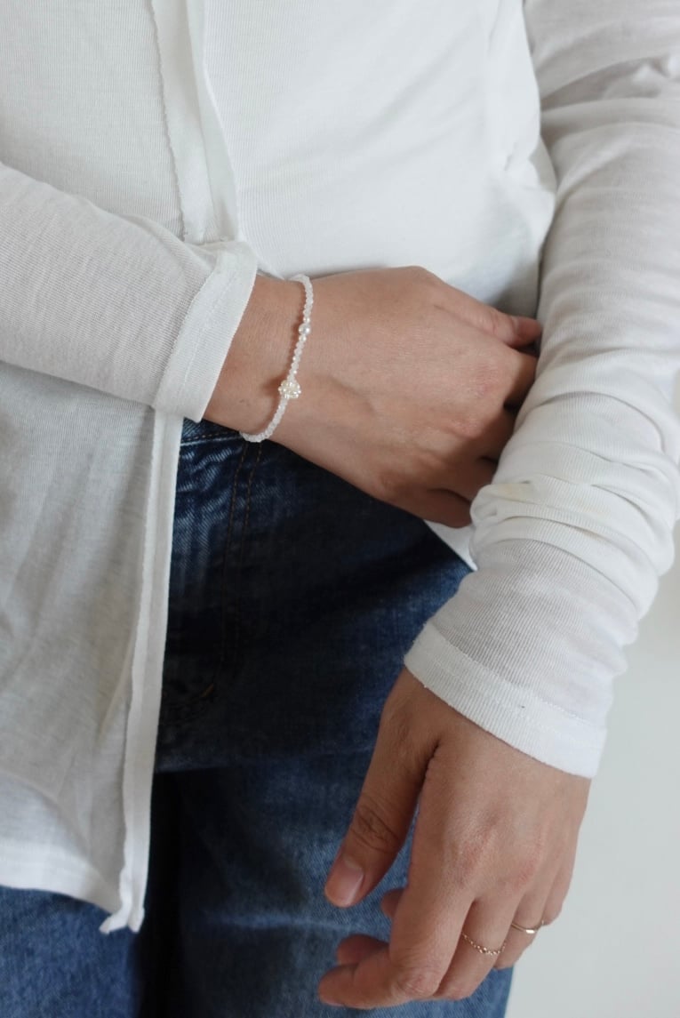 珍珠繡球花月光石手鍊 S925