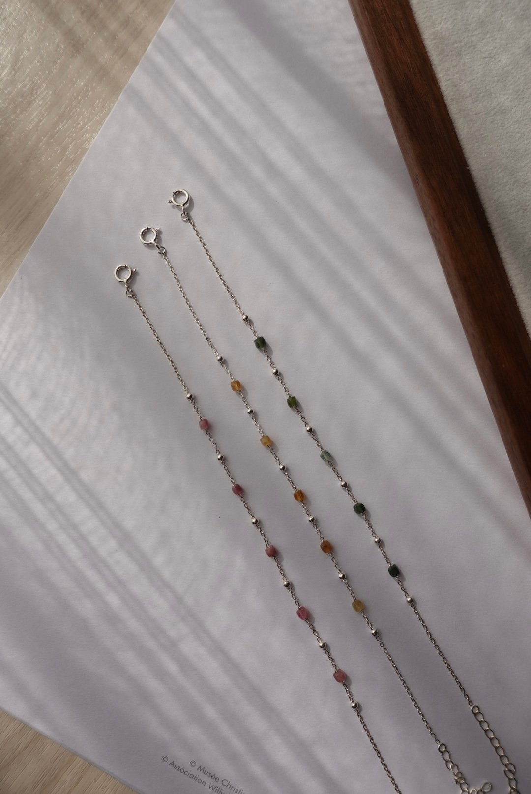 方糖碧璽銀珠間隔手鍊 S925