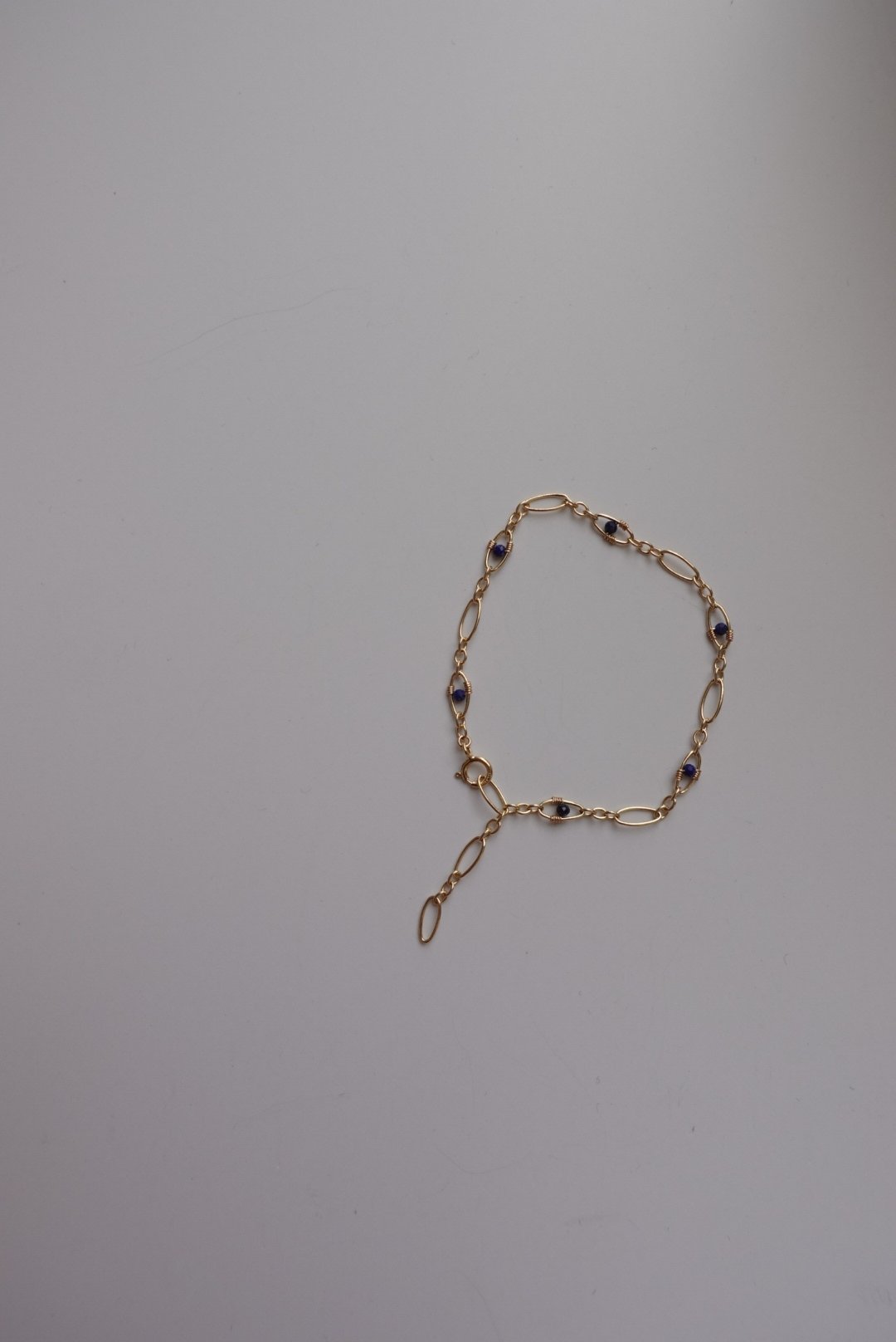 胖橢圓青金石手鍊 14KGF