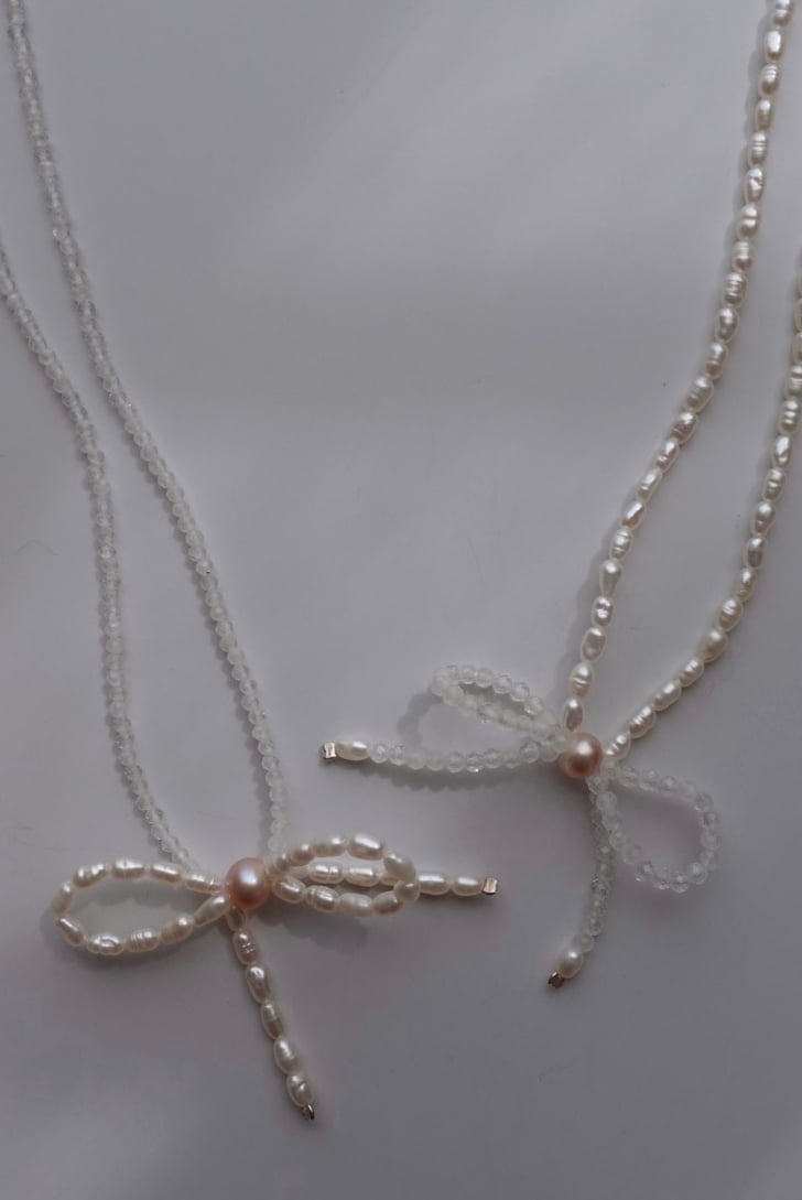 月光石珍珠 蝴蝶結頸鍊 S925