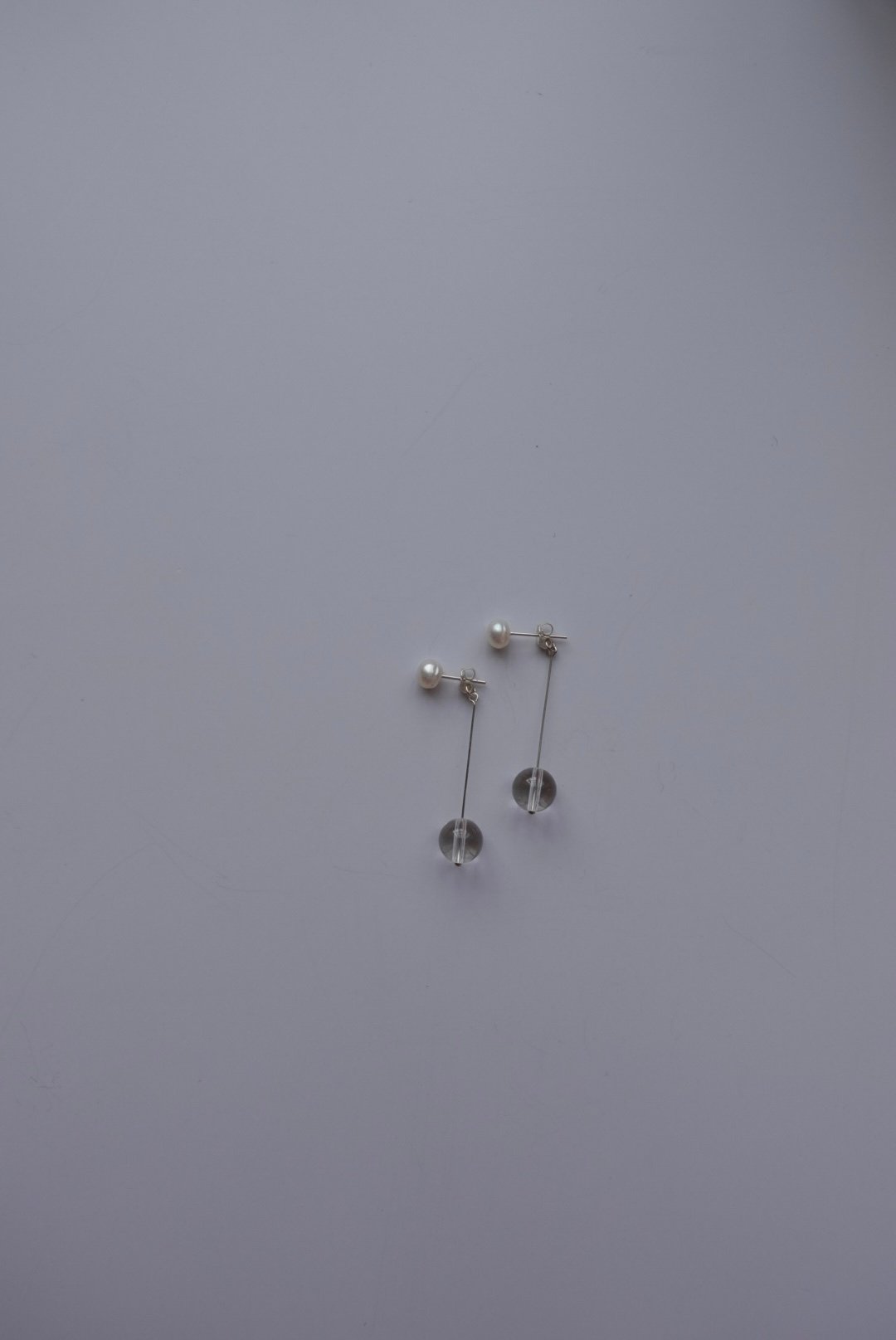 珍珠後掛白水晶耳環 S925